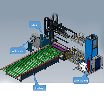 Rounding & Welding Auto Production Line For Industrial Exhaust Fan Cylinder Pipe