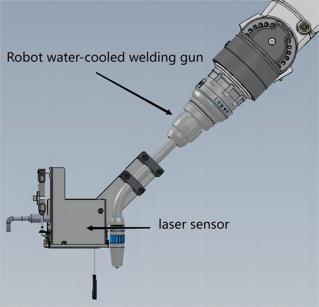 Robot water cooled welding gun laser sensor